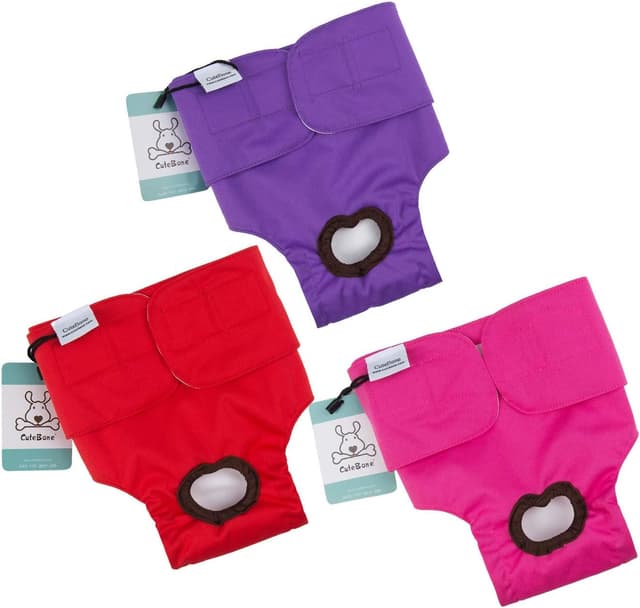 Detalle de CuteBone 3er-Pack waschbare Hundewindeln für Damen (XS) – wasserdichte Welpenhosen mit Klett & verstellbarem Rückenausschnitt