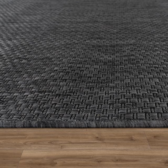 Detalle de Paco Home Outdoor Teppich Flachgewebe in Sisaloptik, Anthrazit, 240x340 cm – wetterfest & pflegeleicht