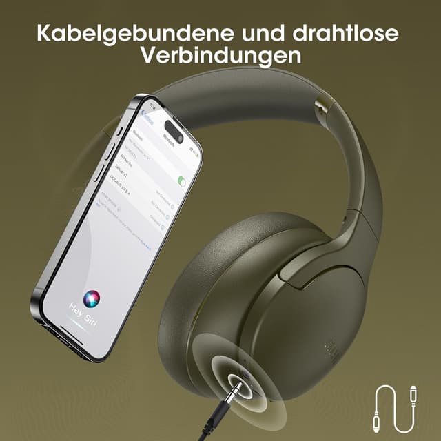 Thumbnail 6 de DOQAUS Kabellose Bluetooth Over-Ear Kopfhörer mit Mikrofon, bis zu 90 Std., 3 EQ-Modi (Faltbar) – Grün