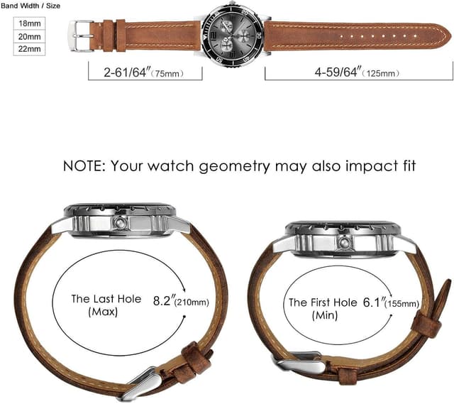 Detalle 2 de BISONSTRAP Uhrenarmband aus Vintage Crazy-horse Leder – Ersatzband mit 14 bis 24 mm Bandbreite
