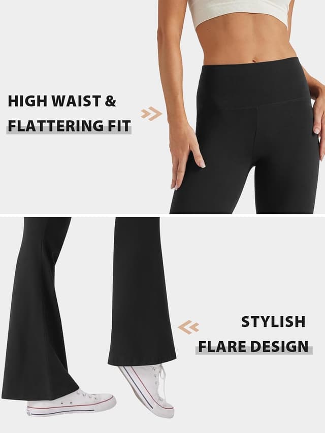 Detalle de Glacspyg Yoga Pantalons femme taille haute évasée — leggings flare confort d’entraînement
