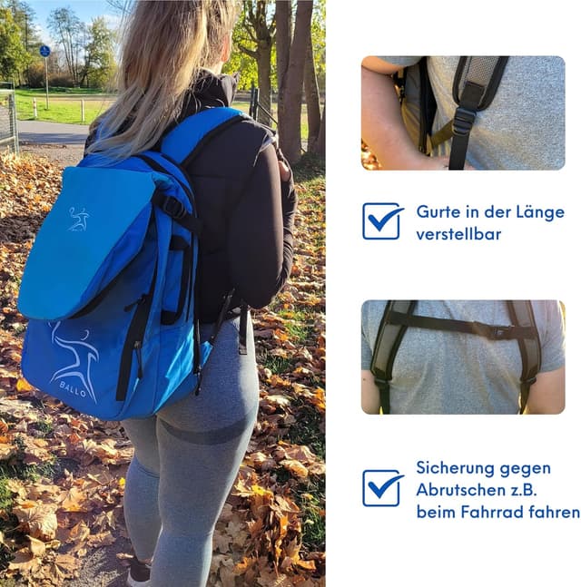 Detalle de BALLO® Tennisrucksack / Tennistasche mit Schuhfach und geschlossener Schlägerfach – für Tennis & Badminton