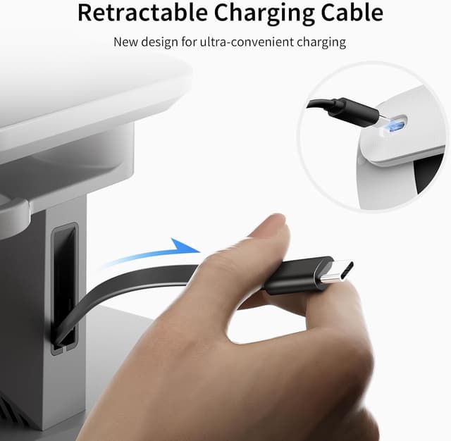 Detalle de ANNAPRO CD1 Charging Dock for Meta Quest 3S/3 and Quest 2 with Retractable Cable and RGB Lighting