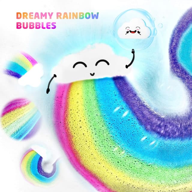Detalle 2 de Rainbow Bath Bombs 4-pack organic kids bath bombs