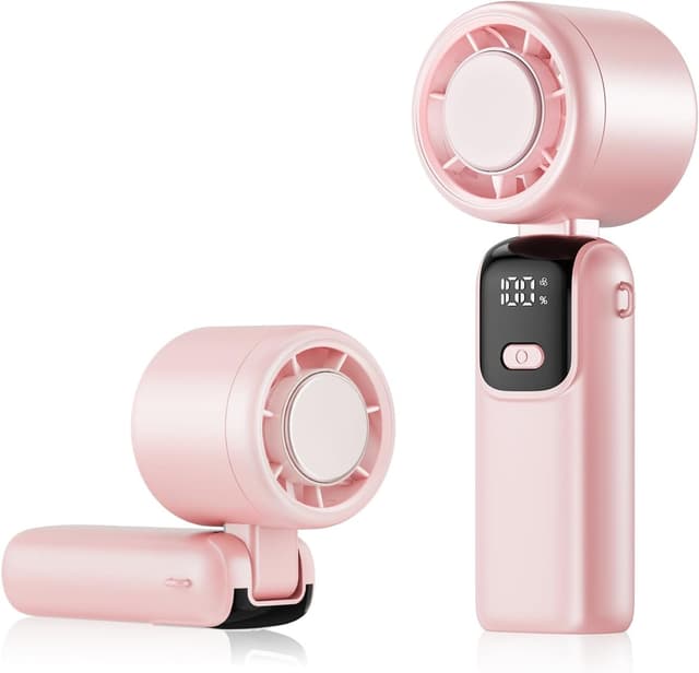 Detalle de HappyGoo Portable Fan (5-Speed Turbo Mini Fan) with Smart LED Display and 2000mAh Battery