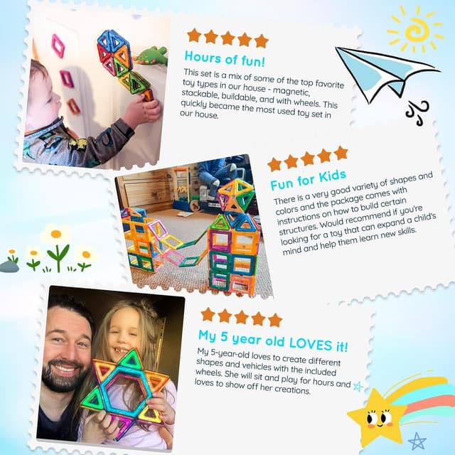 Thumbnail 6 de Assark Magnetische Bausteine Magnetspielzeug mit 60 Fliesen-Set (3–8+ Jahre) – Montessori Konstruktion für Kinder