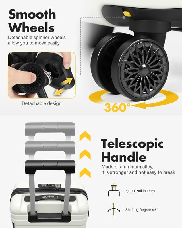 Detalle 1 de Lekesky EasyJet cabin suitcase 45x36x20cm with TSA lock and detachable wheels (beige)