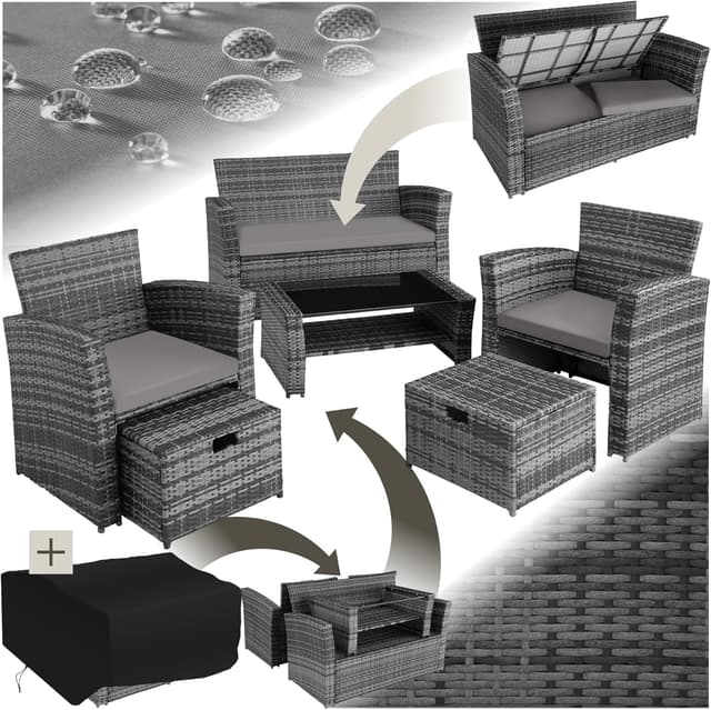 Imagen de tectake Conjunto jardín ratán 4 plazas en OfertitasTOP