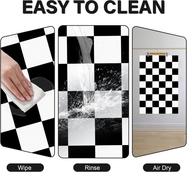 Detalle de BLESWIN Dog Food Mat (51 x 30.5cm) – Checkered non-slip placemat for messy drinkers