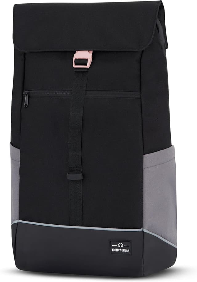 Detalle 2 de Johnny Urban Mika Bike 2-in-1 Fahrradtasche & Rucksack für Gepäckträger (wasserabweisend) in Schwarz/Rosa
