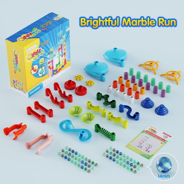 Detalle de MaxTronic 110-Piece Marble Run Toy STEM Marble Maze Kit (60 Marbles)