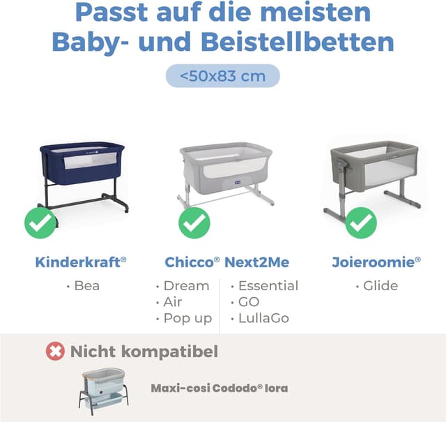 Detalle 1 de Dreamzie Set Spannbettlaken 50x83 cm