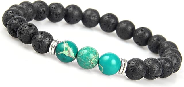 Detalle de GD GOOD.designs EST. 2015 Bracelet de perles de chakra en pierre de lave (pierre naturelle) pour hommes et unisex