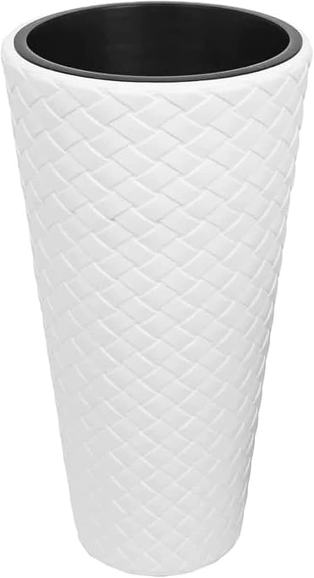 Imagen de Maceta Altura Ratan Sintético 23L Blanca en OfertitasTOP