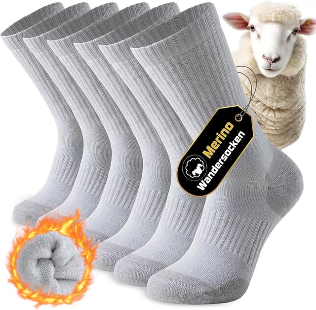 Detalle de Niorasen Merino Wandersocken für Herren & Damen (3 Paar) – Outdoor-Thermosocken mit Merinowolle