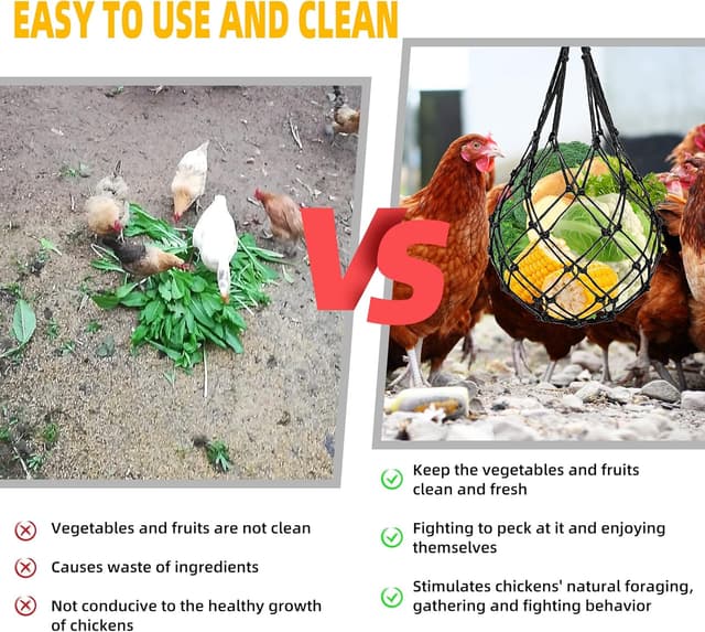 Thumbnail 6 de Huhn Gemüse Spießgemüse Hängende Feeder – Futterspender für Obst & Gemüse (2 Spieße + 2 Beutel)