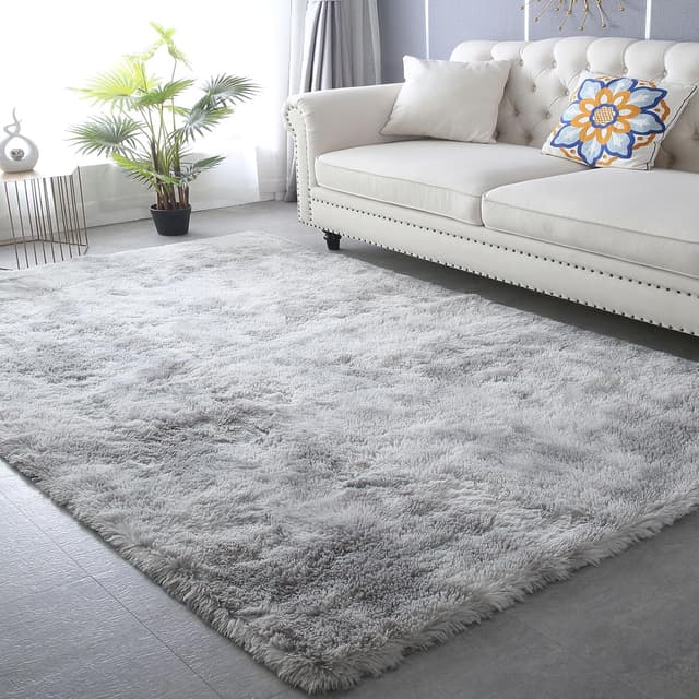Detalle de Grey Shag Area Rug 9x12 plush bedroom carpet