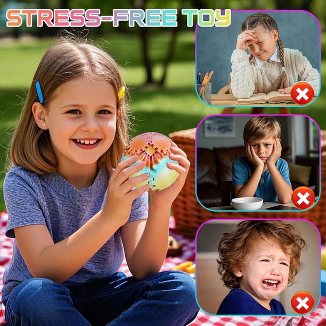 Detalle de 3D Printed GearSphere fidget toy – Multicoloured rotatable gear ball (Sunset Mirage, 2.5")