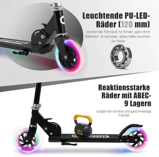 Detalle de Roller Kinder 2 Räder klappbar 2 LEDs