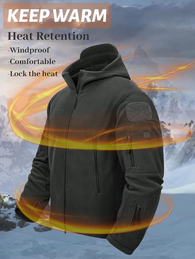 Thumbnail 3 de TACVASEN Herren Fleecejacke Military