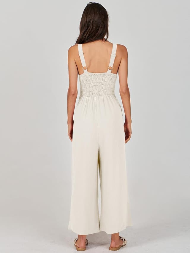 Detalle 2 de ANRABESS linen jumpsuit with pockets, V-neck