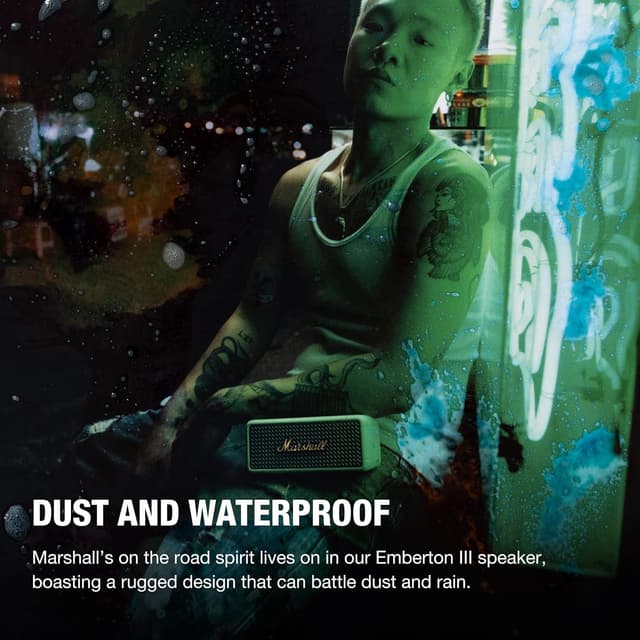 Detalle de Marshall Emberton III Portable Bluetooth Speaker (IP67 Waterproof, True Stereophonic Sound) — Cream