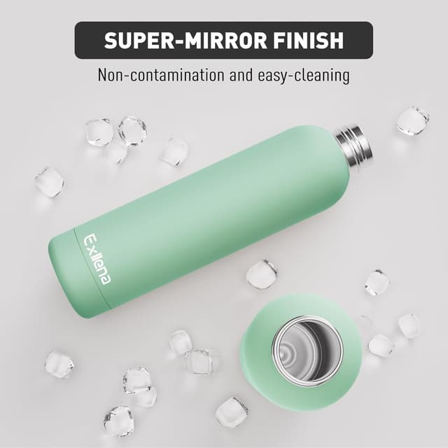 Detalle de Exllena Insulated Water Bottle 1L (Mint) with Buckle — Double Wall Stainless Steel, 24h Cold / 12h Hot, BPA-Free