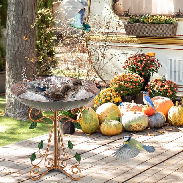 Thumbnail 5 de Gouisalin 13" Metal Bird Bath 18.7" Tall