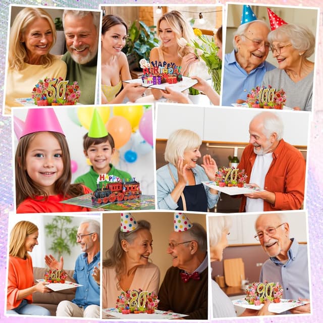 Detalle de CNLITIHEKA Pop-Up Train Birthday Card – 3D “Happy Birthday” greeting with envelope and notes