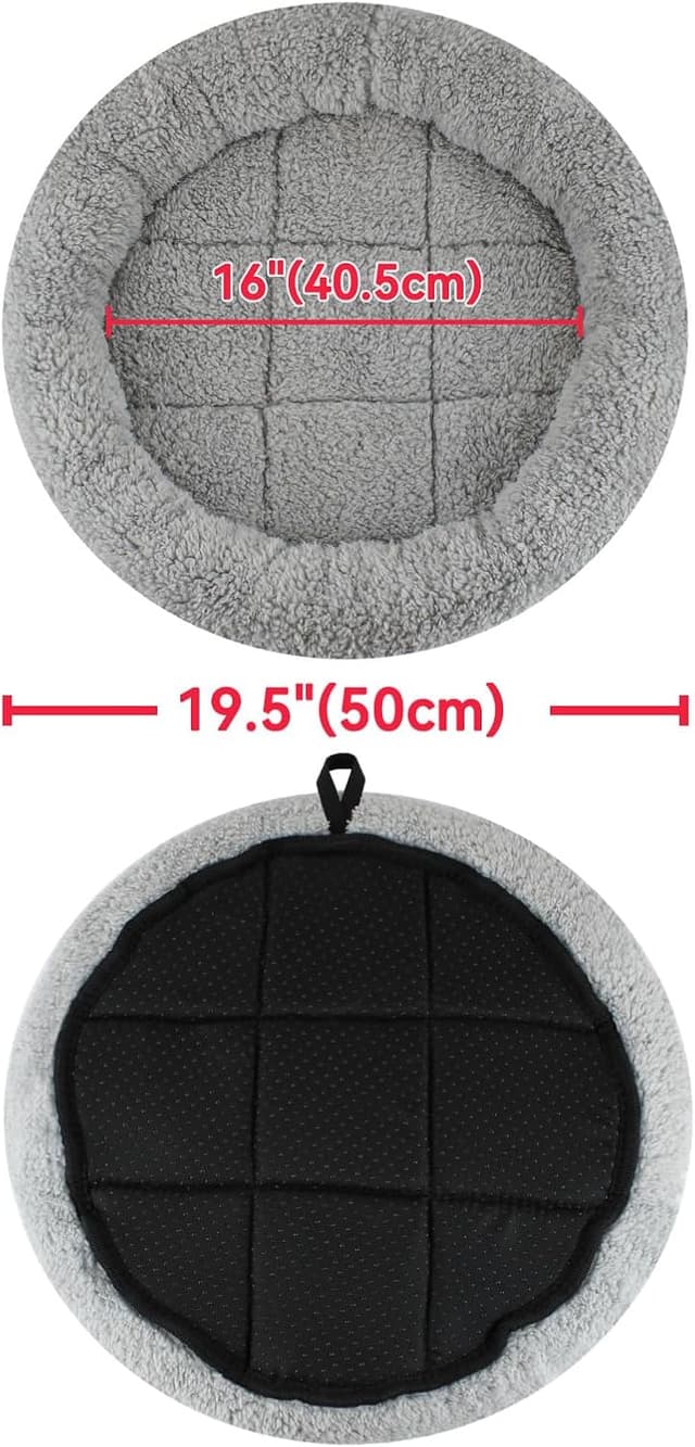 Detalle de Namsan Katzenkissen Rund – Katzenbett 50 cm mit rutschfestem Boden, waschbar (Grau)