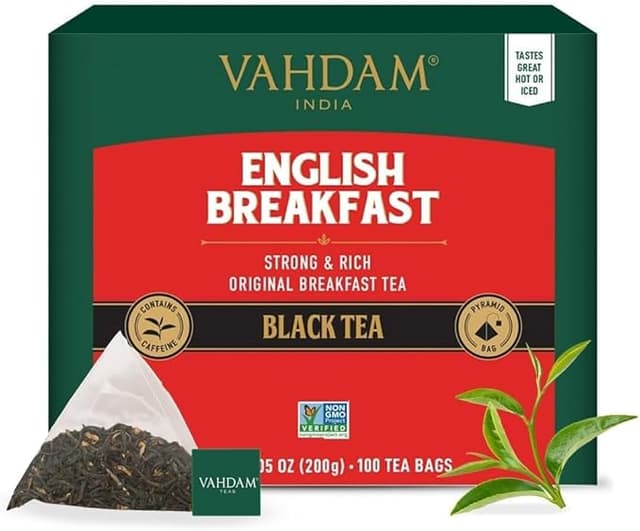 Detalle de VAHDAM English Breakfast Té Negro ☕ 100 Bolsitas para Disfrutar