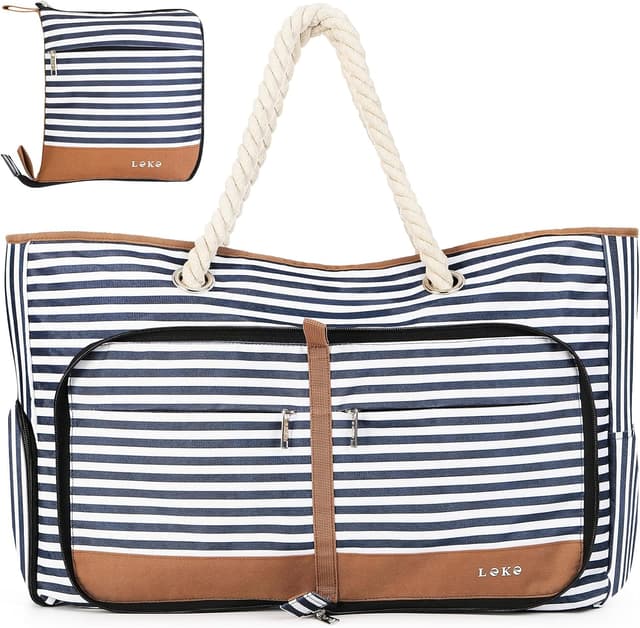Detalle de Lekespring große Strandtasche Damen 56 x 15 x 38 cm – mit Reißverschluss & Nassfach