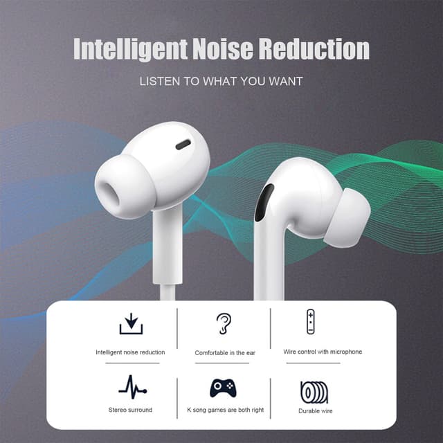 Detalle 2 de Wired in-ear headphones for iPhone with volume control and microphone (Lightning) – stereo noise-isolating earbuds