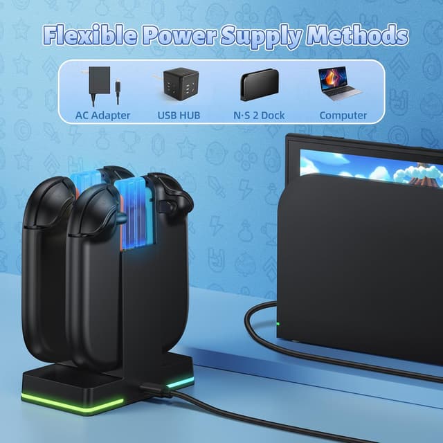 Thumbnail 5 de FASTSNAIL Charging Dock for Nintendo Switch 2 Joypad with 9 RGB modes