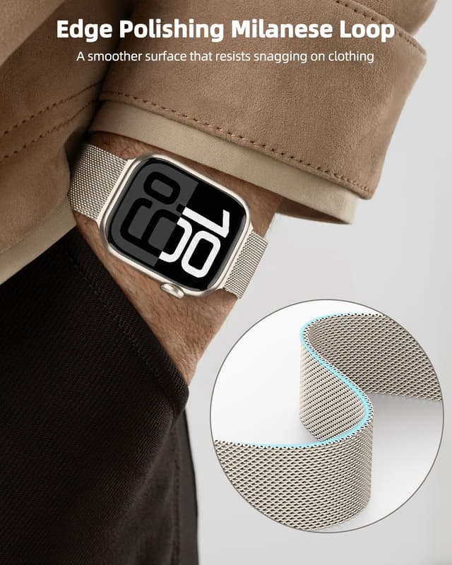 Detalle 2 de Higgs stainless steel magnetic mesh strap for Apple Watch (compatible 38mm–49mm)