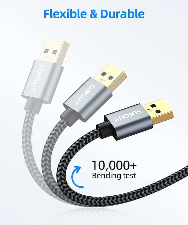 Detalle de SUNGUY USB-3.0-Micro-B-Kabel (USB-A auf Micro-B, 1,5 m) für externe Festplatten & Smartphones