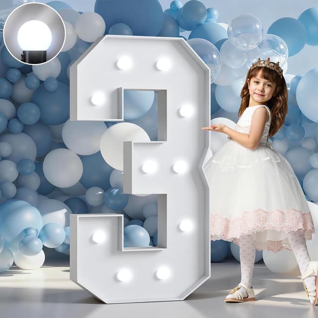 Thumbnail 6 de 4-Foot Tall Light-Up Marquee Letters (Mr and Mrs) White Foam Board Sign for Wedding & Engagement Photos