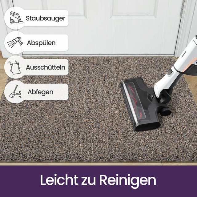 Detalle 2 de DEXI DEXI Fußmatte Innen 80 x 120 cm – rutschfeste Schmutzfangmatte für Eingang, Flur & Haustür (braun-blau)