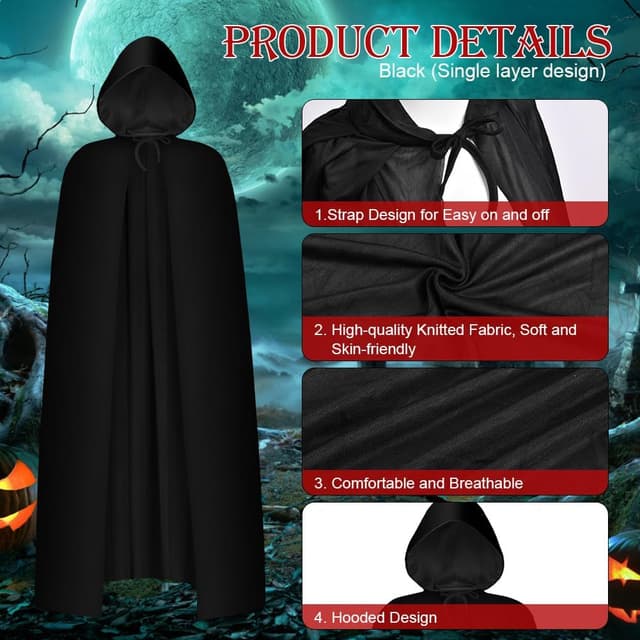 Thumbnail 2 de AOOWU Capa Negra con Capucha 1 unidad