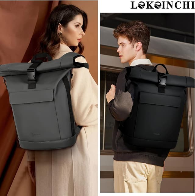 Thumbnail 6 de Lekeinchi rolltop backpack for men and women with 17-inch laptop compartment (Grey)