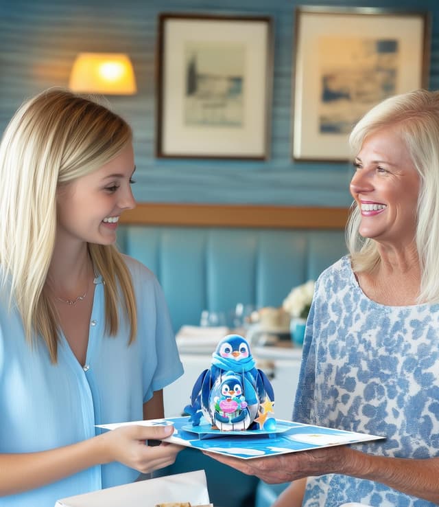 Thumbnail 2 de 3D Pop-Up Mother’s Day Card, Penguin Design