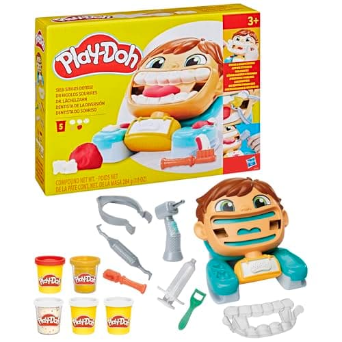 Detalle 2 de Play-Doh Dentista de la diversión con 7 accesorios y 5 botes de plastilina