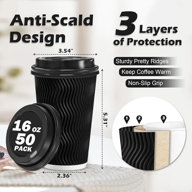 Detalle 2 de Lamosi 16 oz Disposable Coffee Cups 🥤