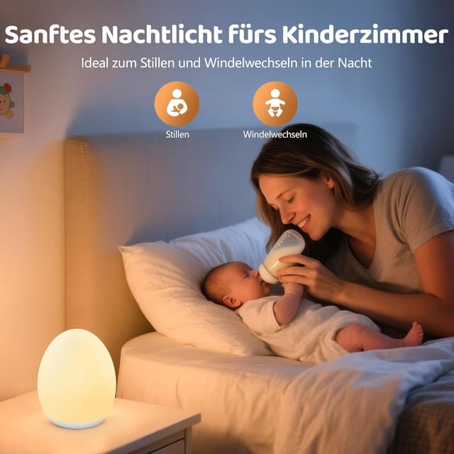 Detalle de MediAcous Nachtlicht für Kinder & Baby – dimmbares LED-Nachtlicht mit 8 Farben, Timer (1H) und Touch