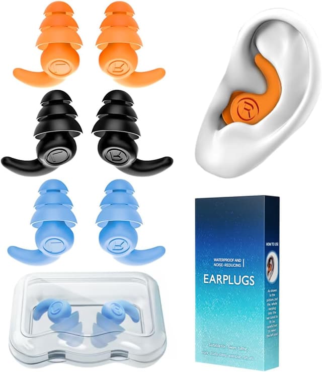 Detalle de Waterproof Swimming Ear Plugs for Adults (3 Pairs) Reusable Silicone Swimmer Earplugs for Water Sports & Showers