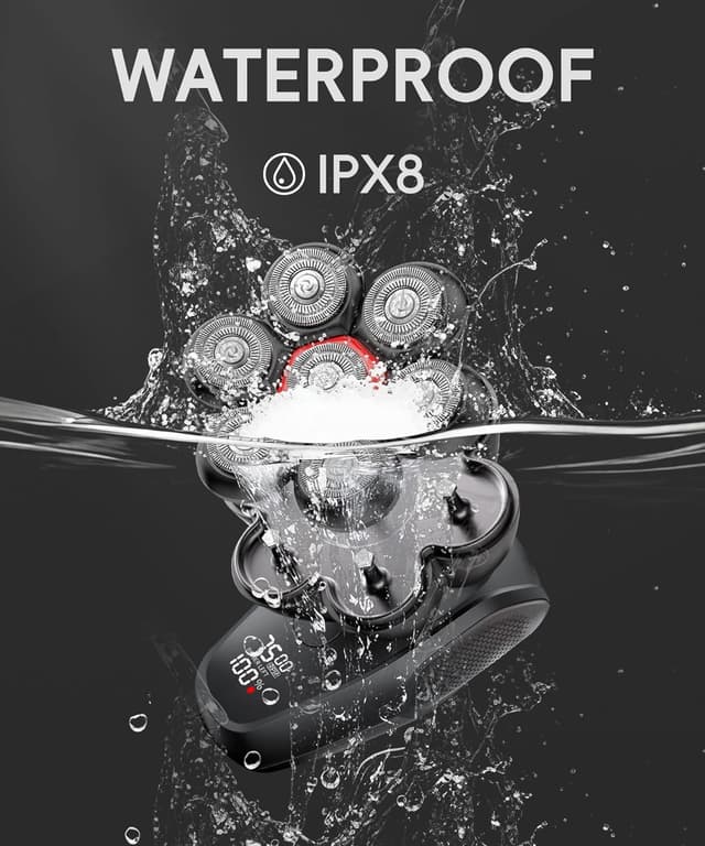 Detalle 2 de MALEGEBAZ 5-in-1 7D Rotary Electric Head Shaver Kit for Bald Men (IPX8 Wet/Dry)