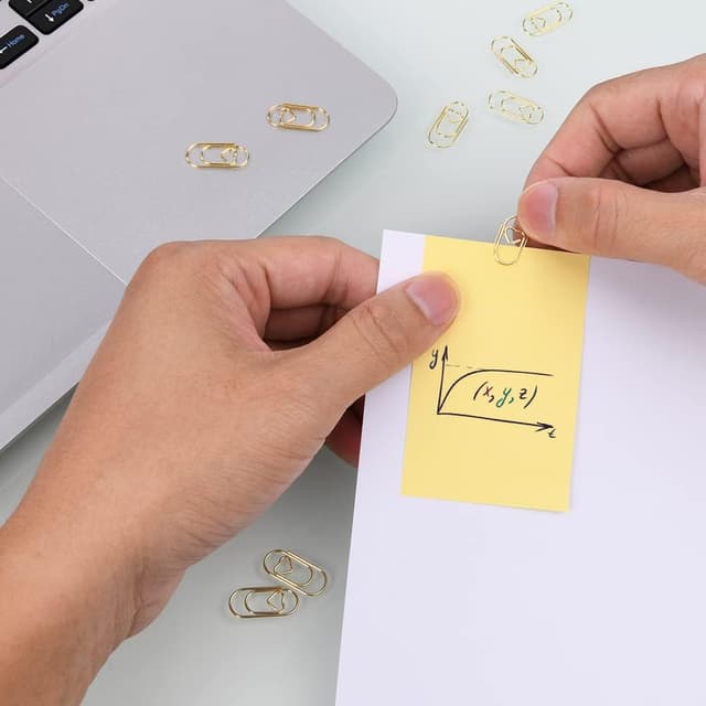 Detalle de Vicloon Büroklammern-Set Herz Gold (130 Stück) mit Transparentbox