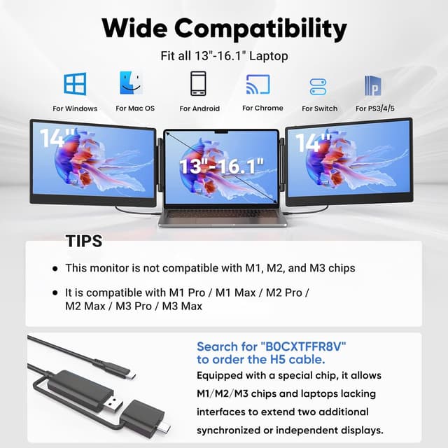 Thumbnail 2 de Cevaton Laptop Bildschirm Extender 14Zoll