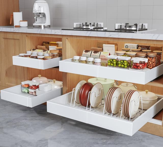 Detalle de Seinloes 4Pack Expandable Pull Out Cabinet Organizer 21"