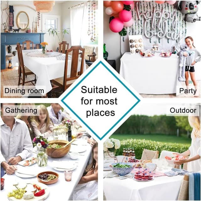 Detalle de Hiasan Nappe blanche rectangulaire anti-taches 140x240 cm, imperméable et lavable